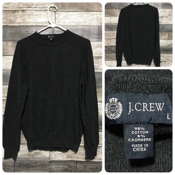 J Crew Cotton Cashmere Sweater Men’s L Dark Gray Pullover Crewneck - Picture 1 of 8